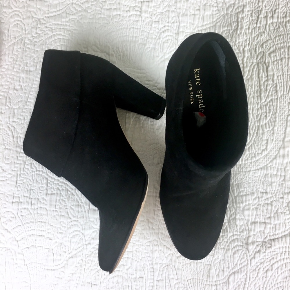 Kate Spade Booties Black Suede Cuffed Heel - Picture 1 of 5